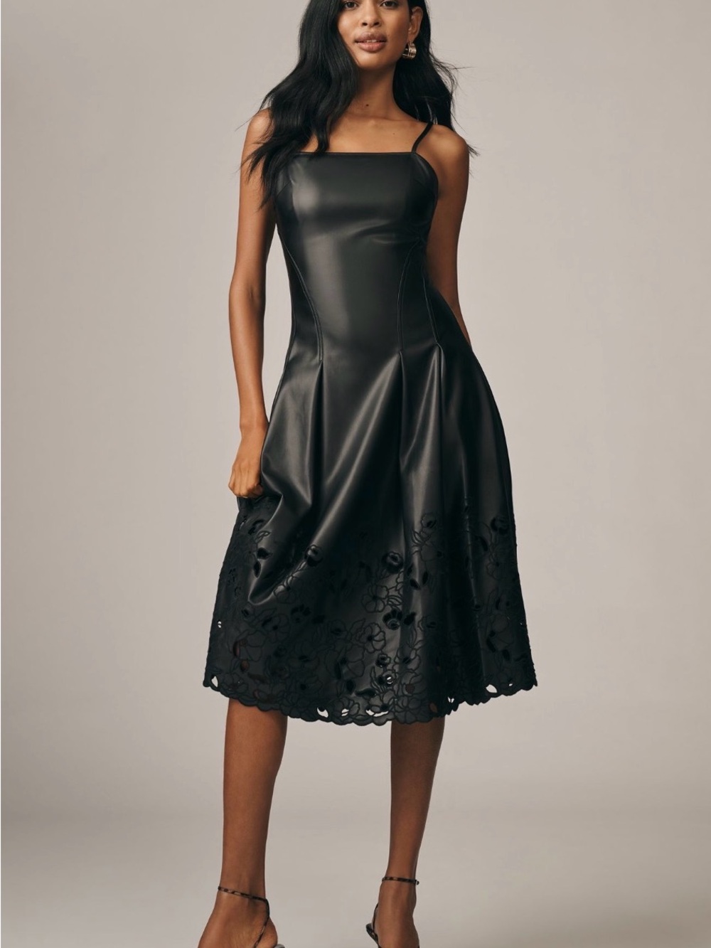 En Saison Nelly Faux Leather Cutwork Dress from Anthropologie NWT